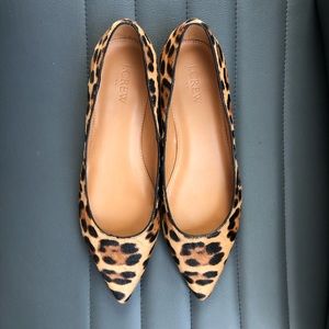 J. CREW Marina leopard calf hair pointy-toe flats(AK119) Size:7.5